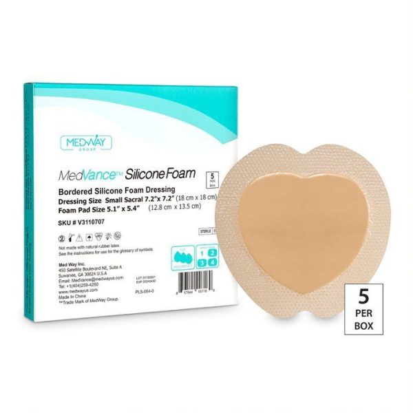 MedVance Bordered Silicone 7  x 7  Foam Dressing, Sacral, 5.1  x 5.4  Pad Hot on Sale